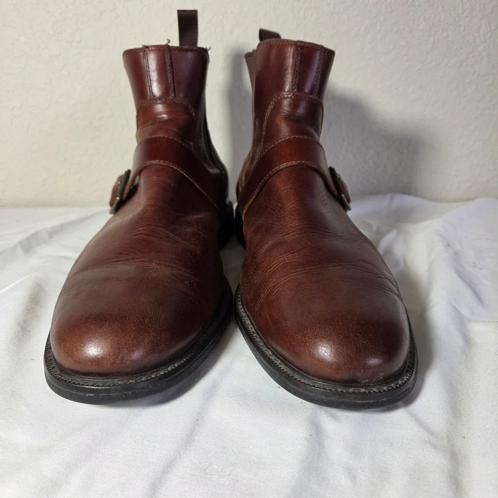 Johnston & Murphy XC4 Mens 10.5 M Leather Monk Strap Chelsea Boots Brown 20-1642